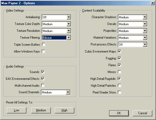 Max Payne 2 Settings