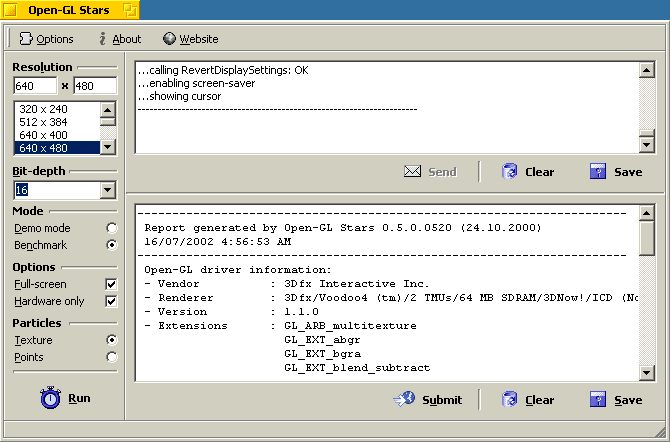 OpenGL Stars Settings