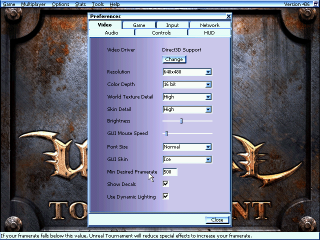 Unreal Tournament Settings