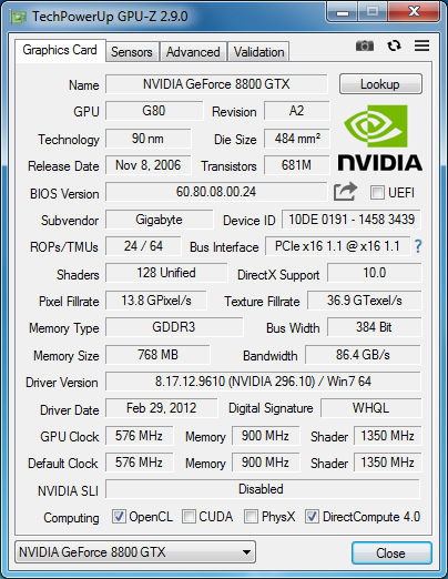 GeForce 8800 GTX