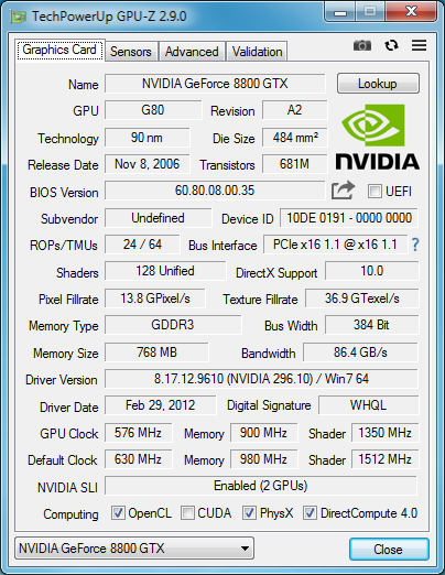 GeForce 8800 GTX SLI
