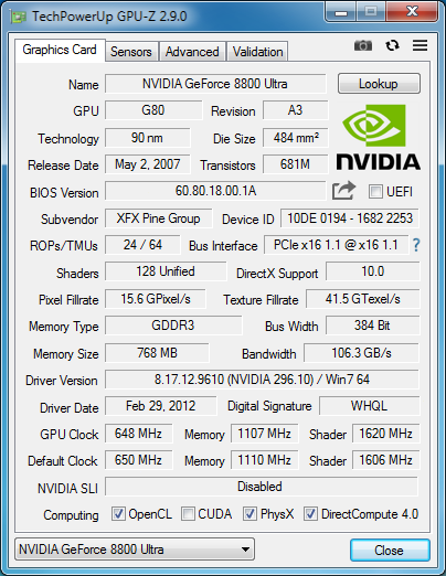 GeForce 8800 Ultra