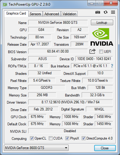 GeForce 8600 GTS