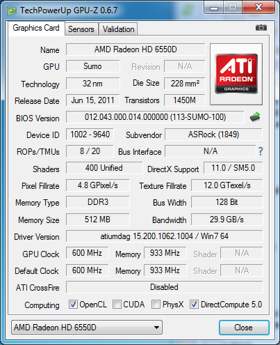 Radeon HD 6550D (IGP)