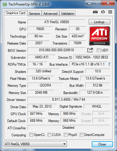 FireGL V8650 OC