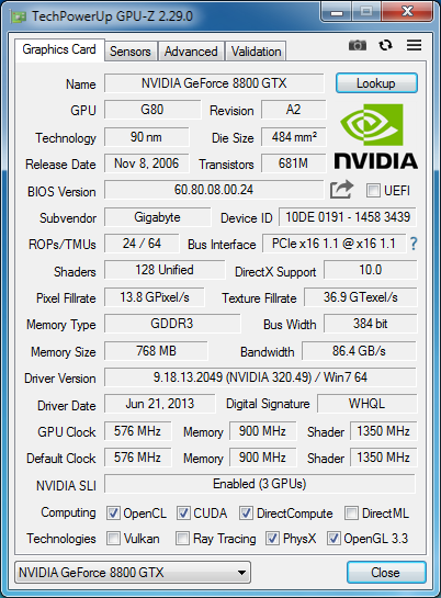 GeForce 8800 GTX 3-way SLI