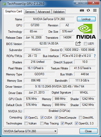 GeForce GTX 260 216 3-way SLI