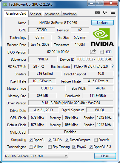 GeForce GTX 260 216